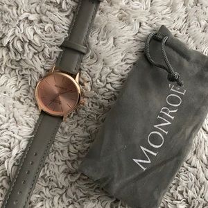 Monroé Selérose Rose Gold Watch Charcoal Leather